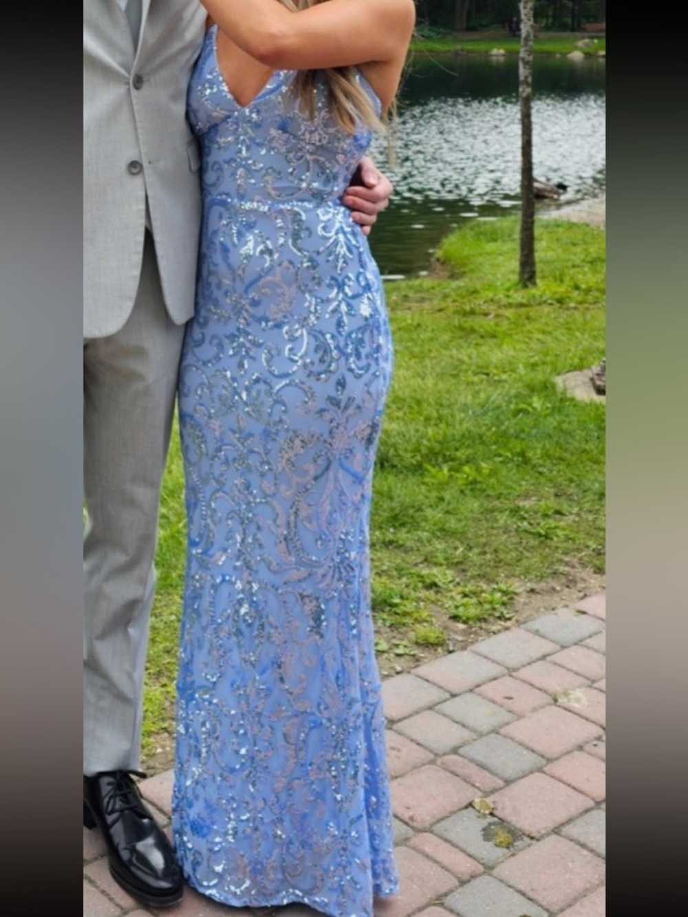 Sparkling Periwinkle Sequin Prom Gown